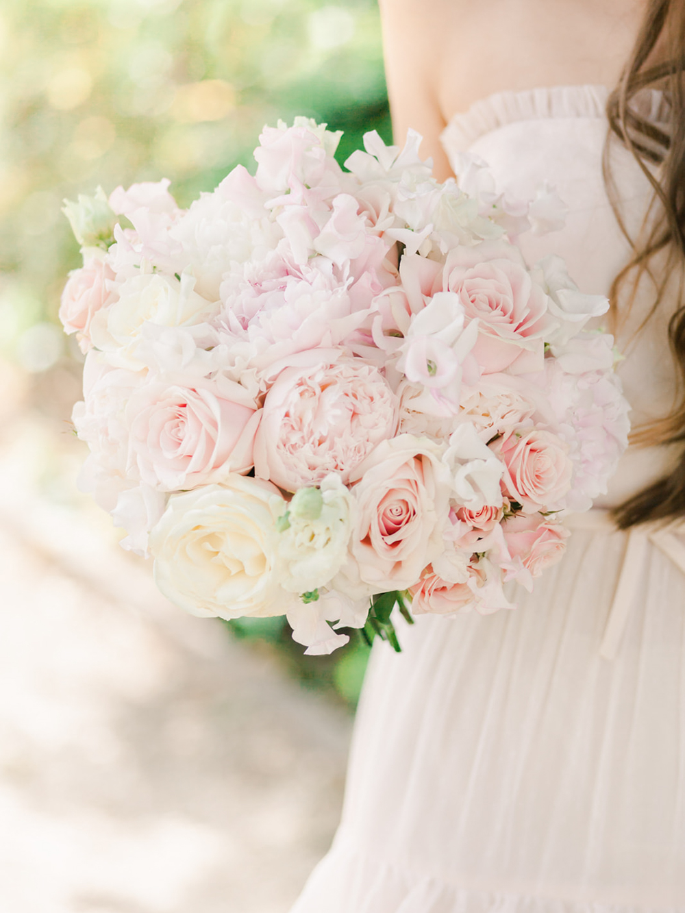 Blush and white peonies by Stephanie Saunders