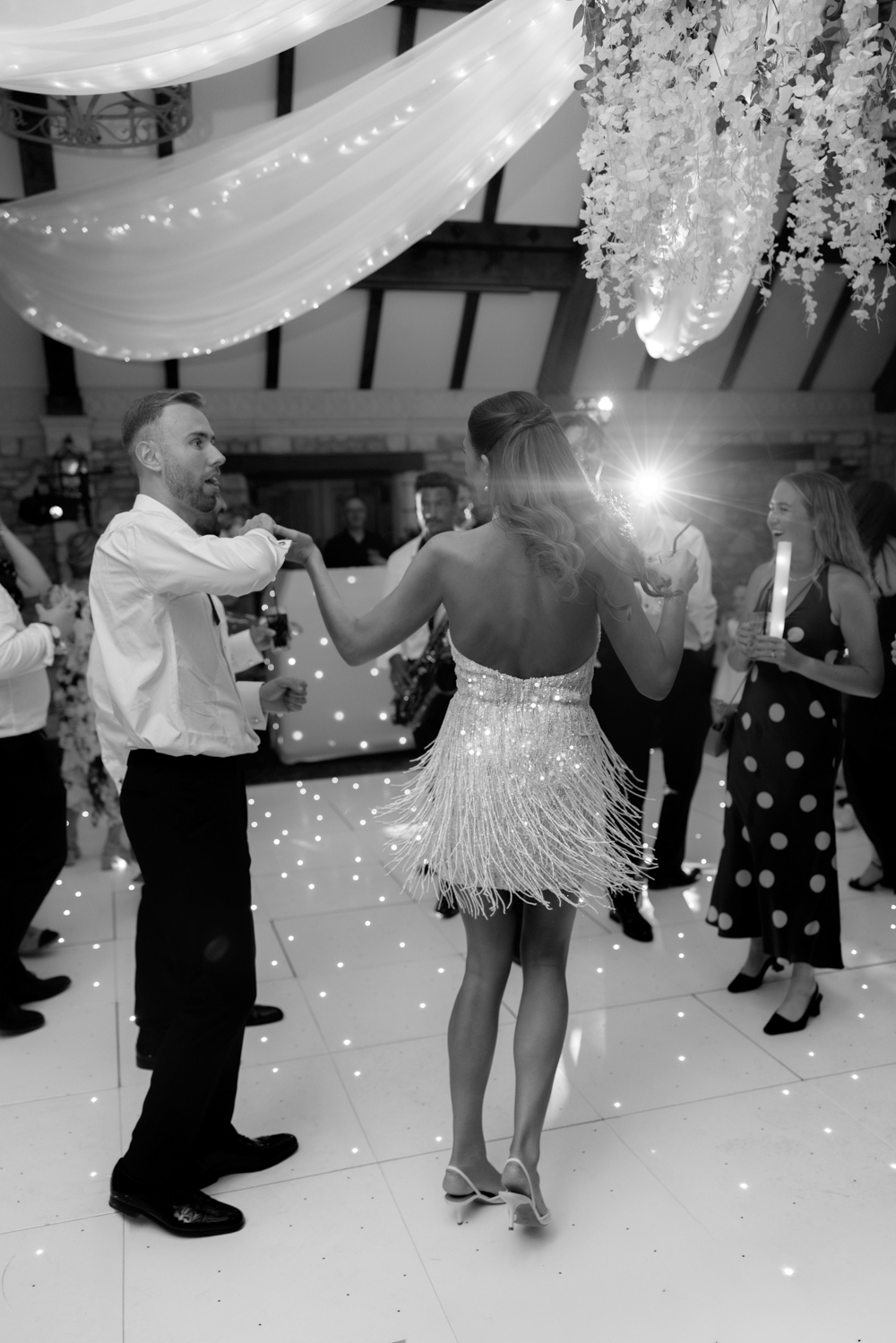 Bride and Groom dance at the Manor House bride in Nadine Merabi dress